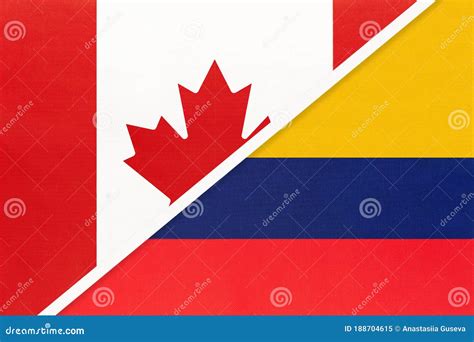 Canada And Colombia Symbol Of National Flags From Textile