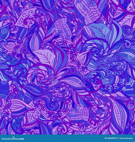 Hand Drawn Seamless Blue And Purple Pattern Stock Vector Image