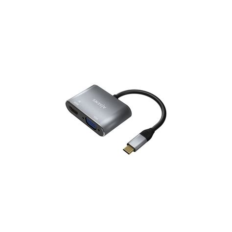 AISENS Conversor USB C A VGA HDMI 4K USB C M VGA H HDMI H Gris 15CM