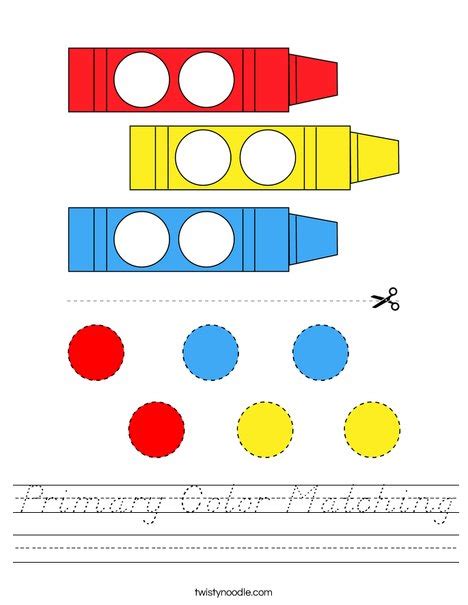 Primary Color Matching Worksheet Dnealian Twisty Noodle