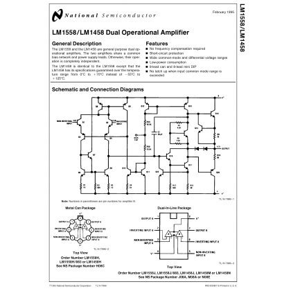 LM1458 LM1458CN TA75458P NJM1458 HA17458 DUAL OPERATIONAL