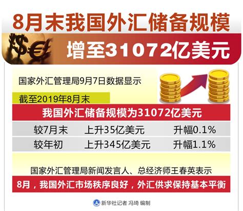 图表：8月末我国外汇储备规模增至31072亿美元图解图表中国政府网