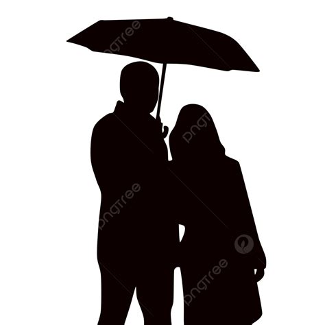 Couple Holding Umbrella Silhouette Vector PNG Couple Silhouette