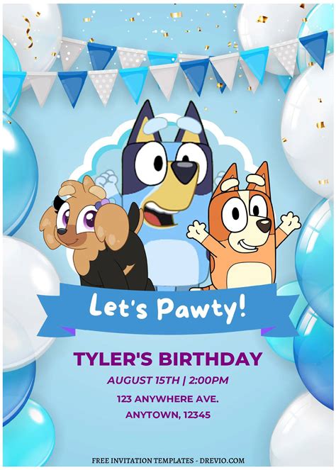 Bluey B Download Hundreds Free Printable Birthday Invitation