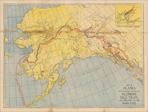 Laminated Poster Map Of Alaska And Surroundings Showing The Klondike