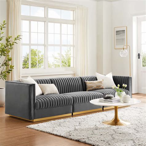 Modway Sanguine Channel Tufted Performance Velvet 3 Seat Modular