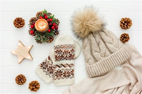 Premium Photo Cozy Christmas Evening Flat Lay White Wooden