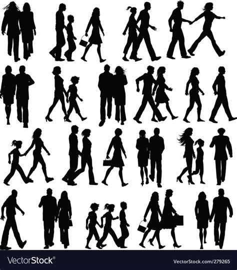 People Walking Silhouettes Royalty Free Vector Image