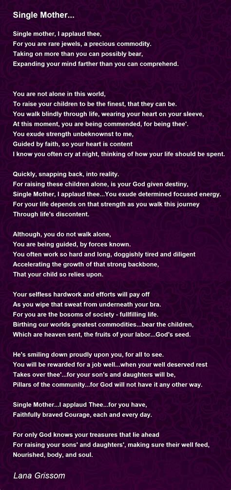 Being A Single Mom Poems