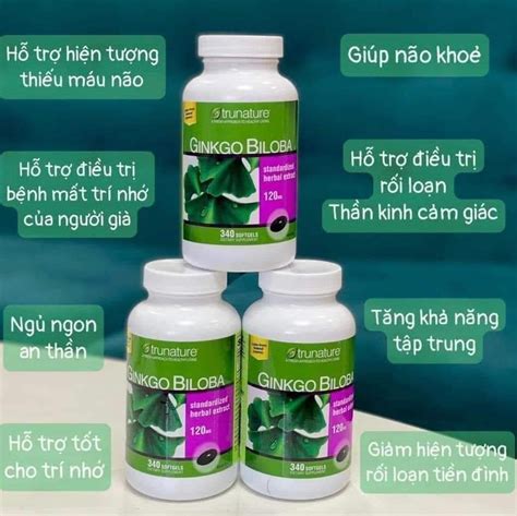 Viên uống bổ não Trunature Ginkgo Biloba With Vinpocetine 120Mg Mỹ