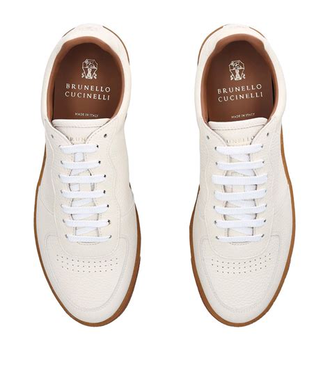 Brunello Cucinelli White Leather Low Top Sneakers Harrods UK