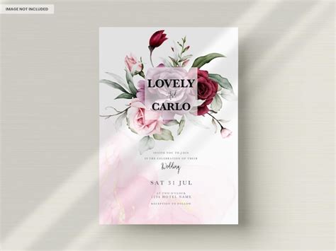 Ensemble De Cartes D Invitation De Mariage De Belles Roses Psd Premium