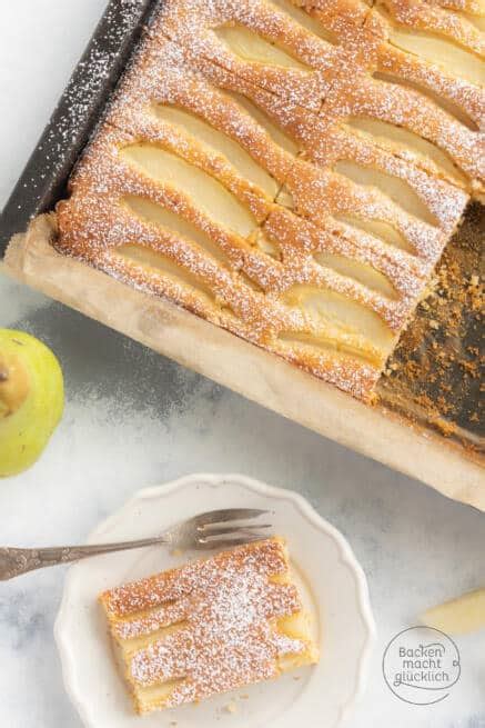 Birnenkuchen vom Blech Backen macht glücklich