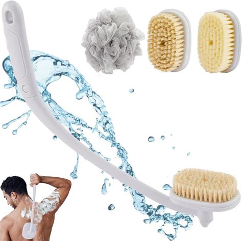 28 Inches Retractable Long Handle Shower Brush Double