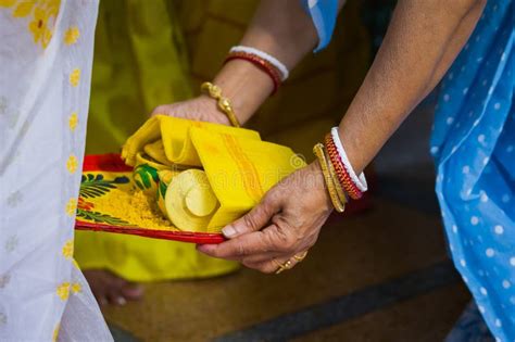 Varan or Boron Ritual Being Performed during Hindu Wedding or Puja by Traditional Bengali Woman ...