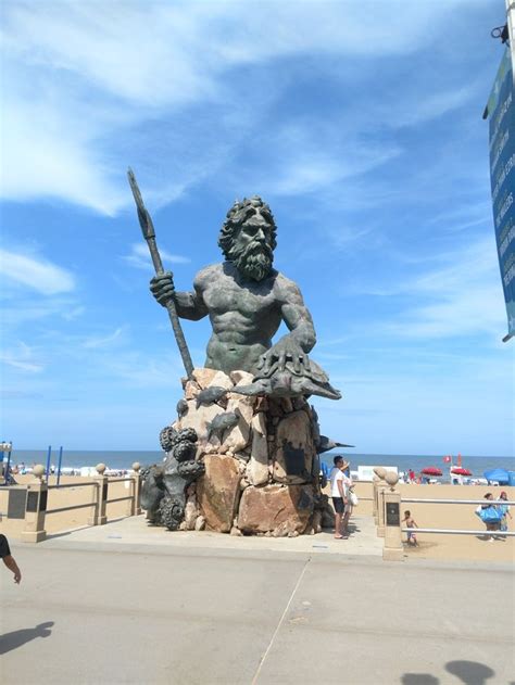 King Neptune's statue on the boardwalk at Virginia Beach Virginia Road ...