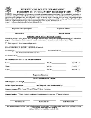 Fillable Online Freedom Of Information Request Form Pdf Village Of