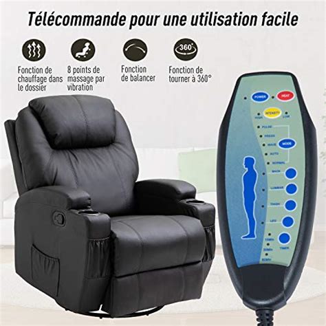 Homcom Fauteuil De Massage Relaxation électrique Chauffant Inclinable