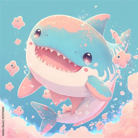 Cute Shark Pastel Colors Happy Sweet Dreamy Stock Illustration Adobe Stock