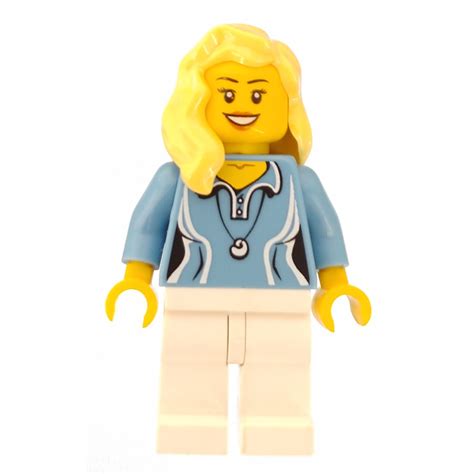 Lego Female With Blond Hair Medium Blue Blouse With Shell Necklace