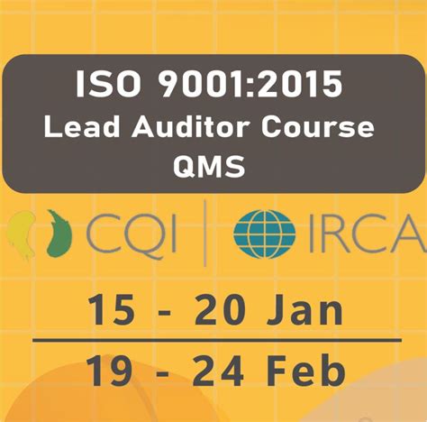 Iso 90012015 Irca Cqi Certified Lead Auditor Course Qms Psb