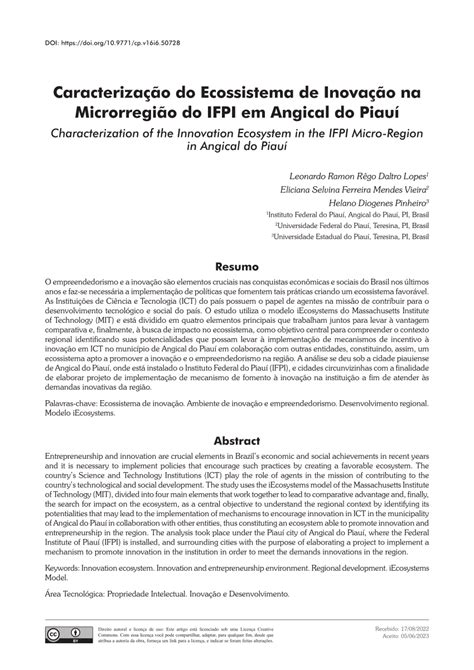 PDF Caracterização do Ecossistema de Inovação na Microrregião do IFPI