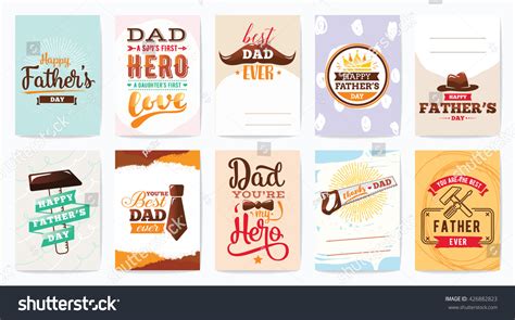 Happy Fathers Day Greeting Cards Set Stock Vector Royalty Free