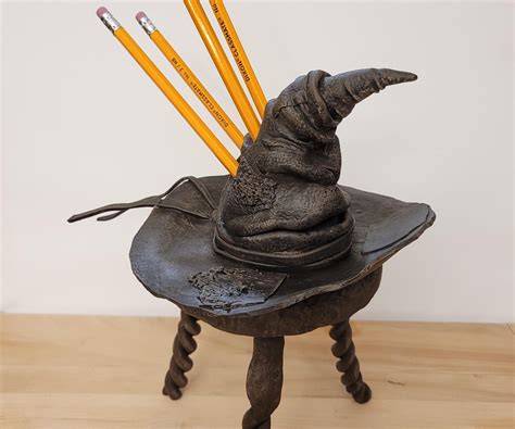 Clay Sorting Hat Pencil Holder On Stool Harry Potter 18 Steps With Pictures Instructables