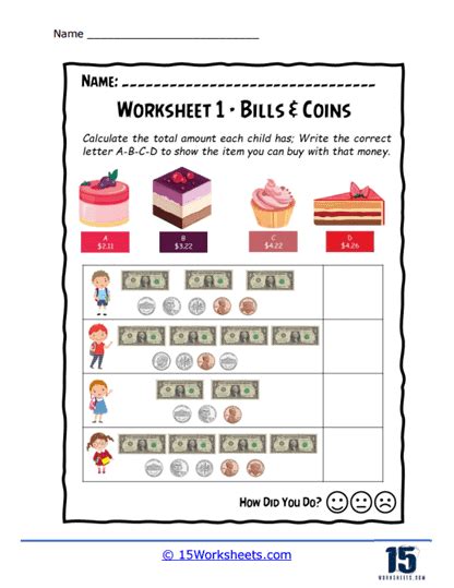 Counting U S Coins A Worksheets Library