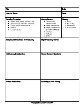 Guided Reading Lesson Plan Template TpT