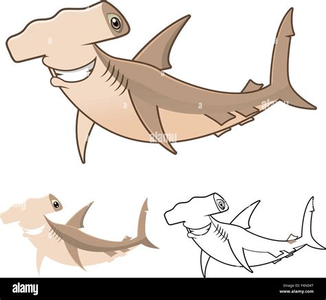 High Quality Hammerhead Shark Cartoon Character Include Flat Design And