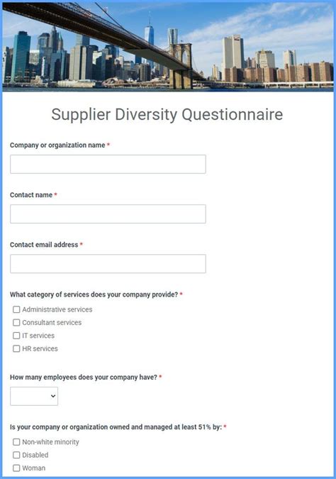 Supplier Diversity Questionnaire Template