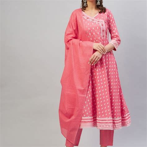 Pink Emb Kurta Pant Dupatta Set Orchid Blues