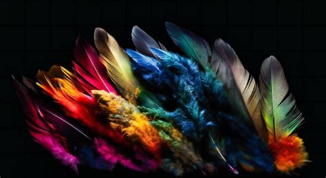 Las Plumas De Colores Se Muestran Sobre Un Fondo Negro Foto Premium