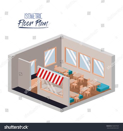 Isometric Floor Plan Restaurant Interior Reception Stock Vector