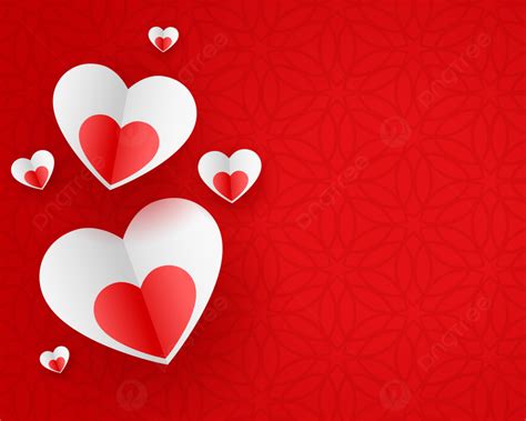 Corazones De Papel Con Estilo En El Diseño De Fondo Rojo Contento Enamorado Día Imagen De