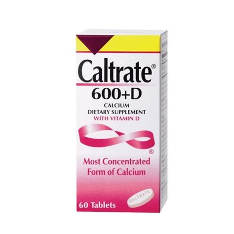 Caltrate 600 D Calcium Dietary Supplement With Vitamin D 60 Tablets