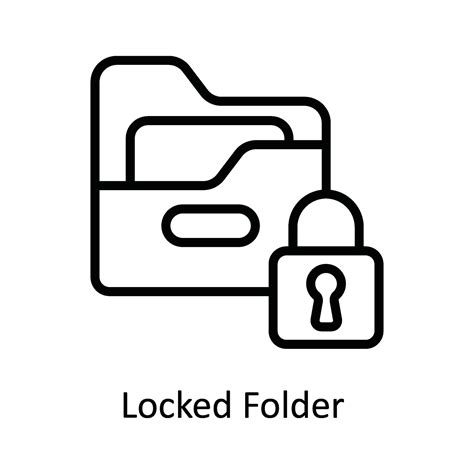 Locked Folder Vector Outline Icon Design Illustration Cyber Security Symbol On White Background