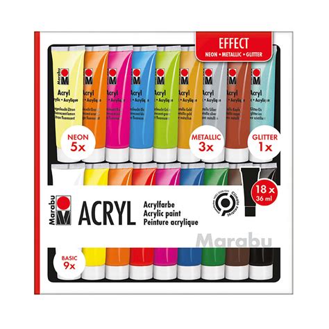 MARABU Acrylfarben Set Effect Mehrere Farben