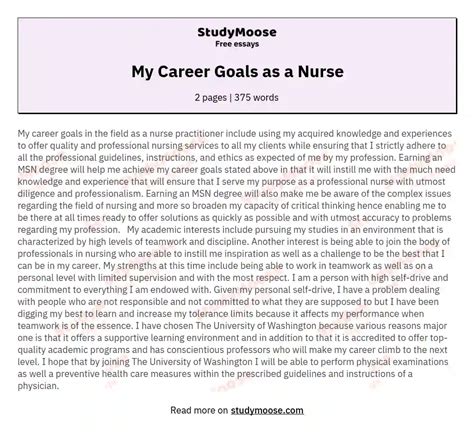 Nursing Career Goals