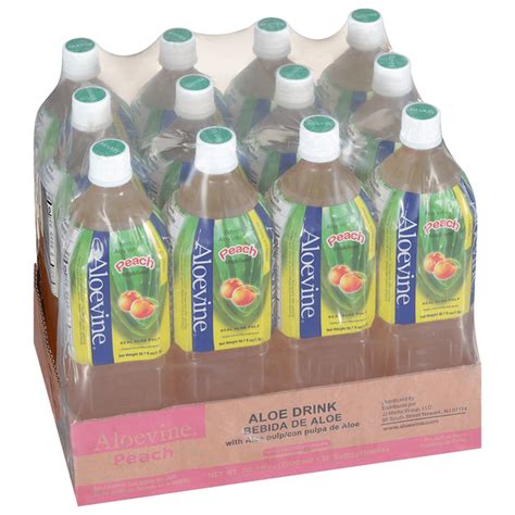 Aloevine Aloe Vera Drink Refreshing Peach Each Delivery Or