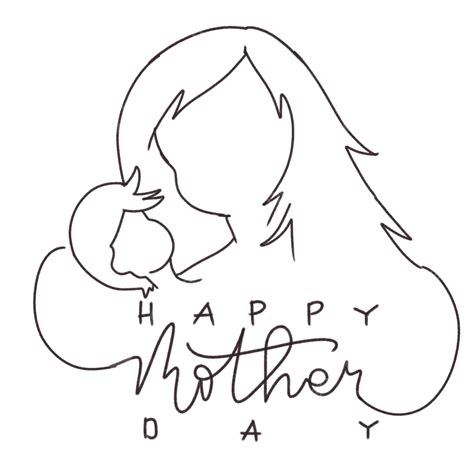 Isolated Line Art Happy Mothers Day Moth Drawing Mother Drawing