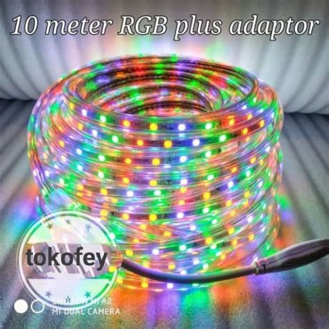 Promo Lampu Led Strip AC 220V Lampu Selang Warna Warni RGB 10 Meter