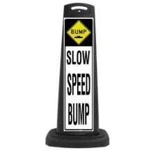 Valet Black Vertical Panel W Slow Speed Bump Reflective Sign P