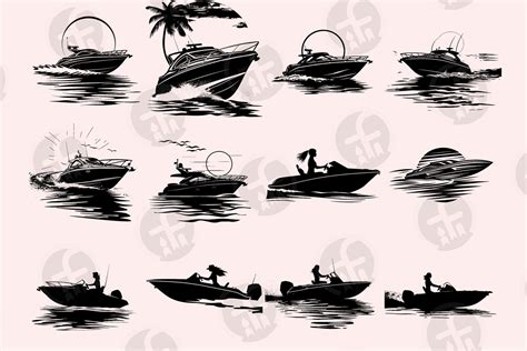 Speedboat Svg Bundle Cut Files High Speed Boat Silhouettes For Laser