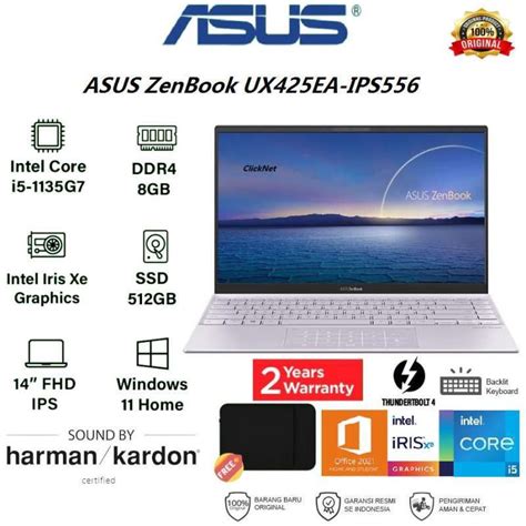 Jual Asus Zenbook Ux Ea Ips I G Gb Gb Ssd Fhd Ips Win