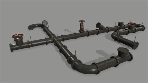 3D Model Pipe Set VR AR Low Poly CGTrader