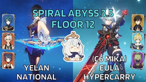 C1 Yelan National C0 Eula Hypercarry Ft C6 Mika Spiral Abyss 3 5