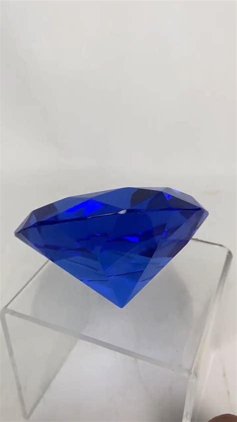 Crystal Glass Diamond Shaped Blue Paperweight Wedding T Home Office Decor Ebay