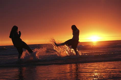 Free Images Beach Sea Ocean Horizon Silhouette Woman Sunrise